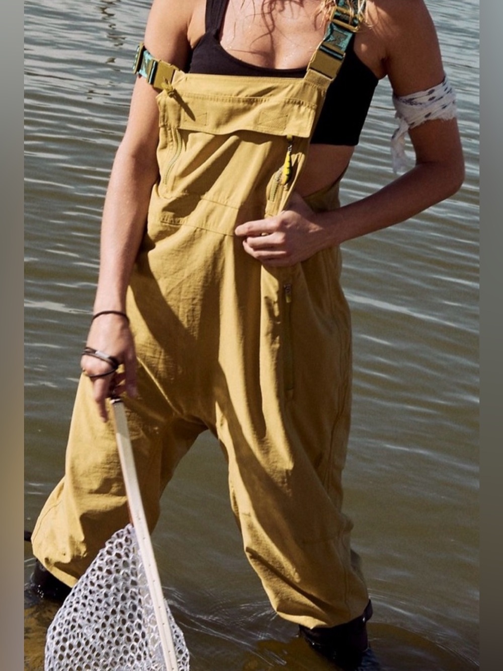 Rare Free People Movement Hit The Hills Harem Overalls Olive Green XS